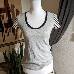 🌻 J. Crew Stripe Sleeve Scoop Neck Tee